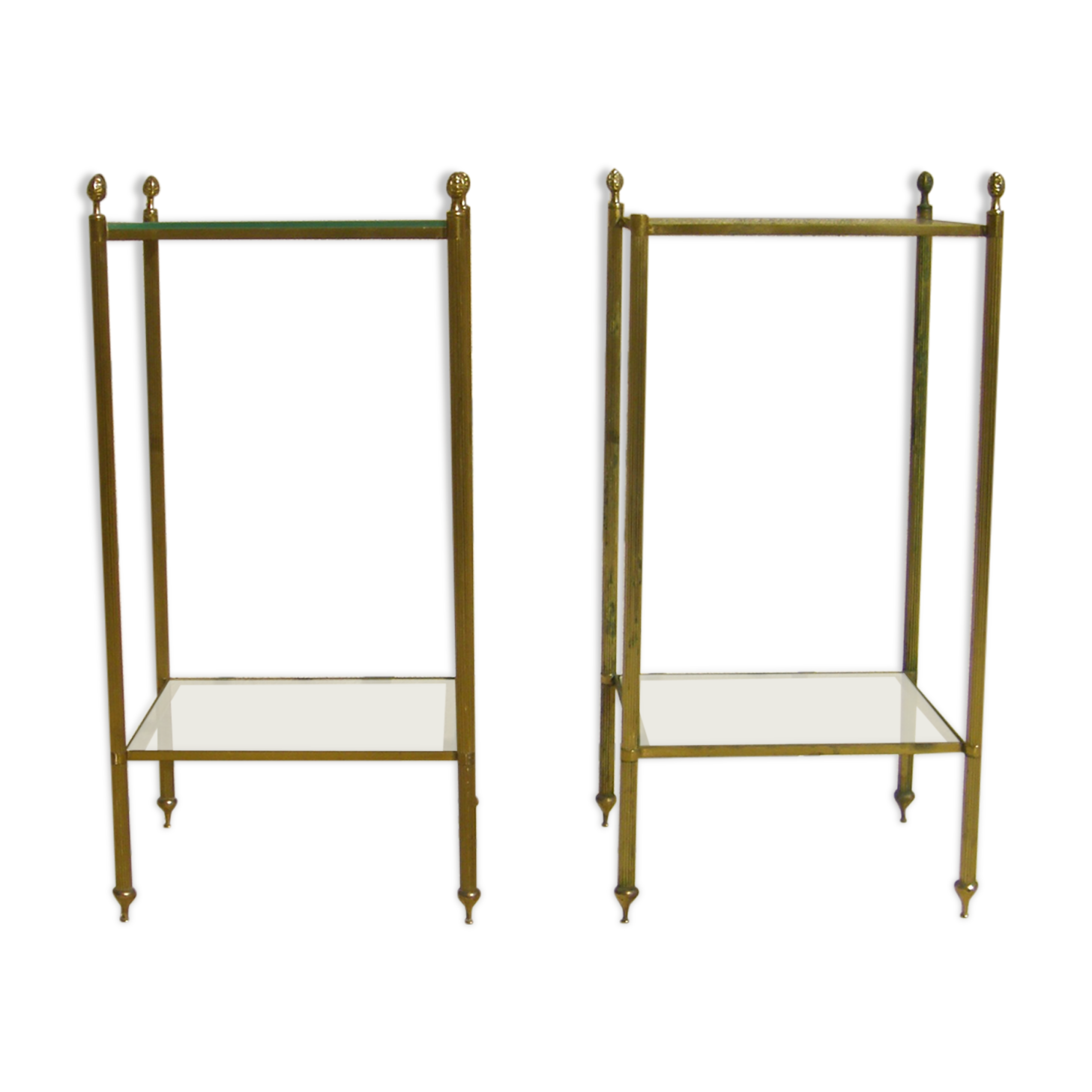 Pair of golden brass sofa tips