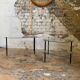 Pair of two 1950s glass and metal coffee tables, in the style of Edoardo Paoli