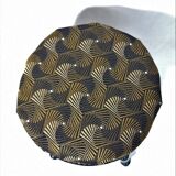 Old adjustable piano stool Napoleon III style with black & gold fabric