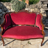 Louis XV style bench in Walnut, 19th century period