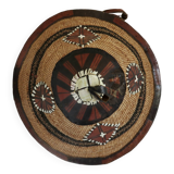 African conical hat, Fulani, in leather and braided rope, 1900, wall decoration