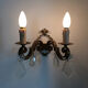 Former pair bronze wall sconces with double lights and tassels. Art Deco period