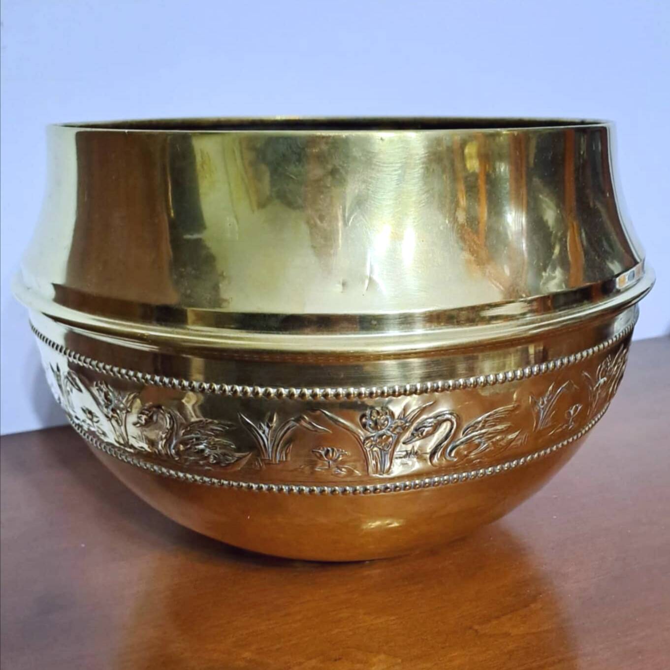 Old brass flowerpot