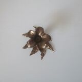 Candlestick old flower in solid brass