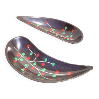 Pair of pockets tray by Gien 1950 or ramekins