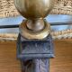 Pair of antique bedside tables in cast iron and brass.