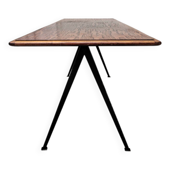 Metal and wood compass table