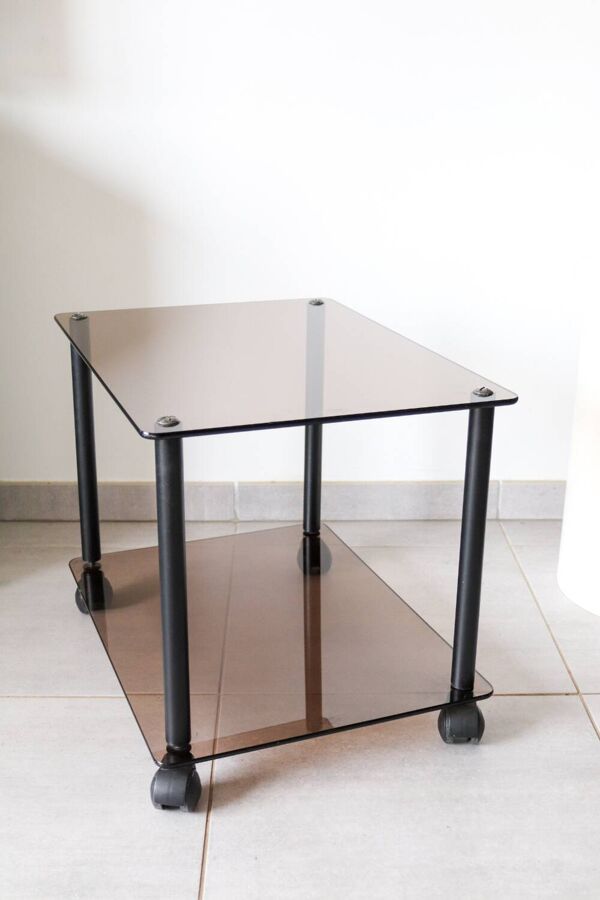 Table basse à roulette en verre trempé erard