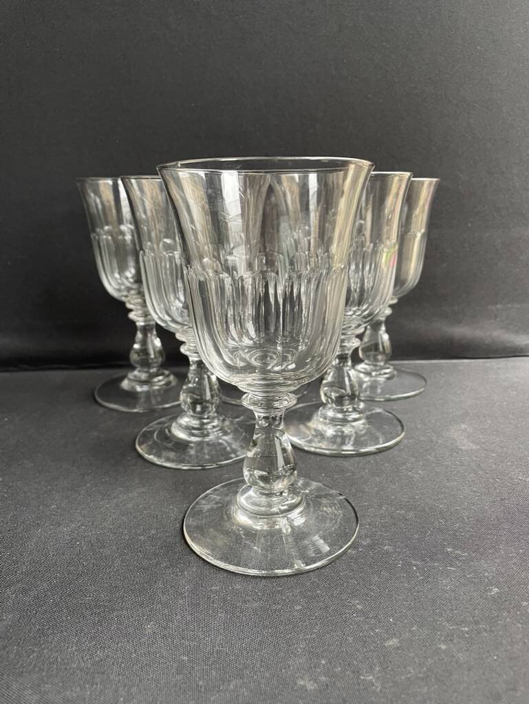 6 19th century water glasses – Establishments Legras