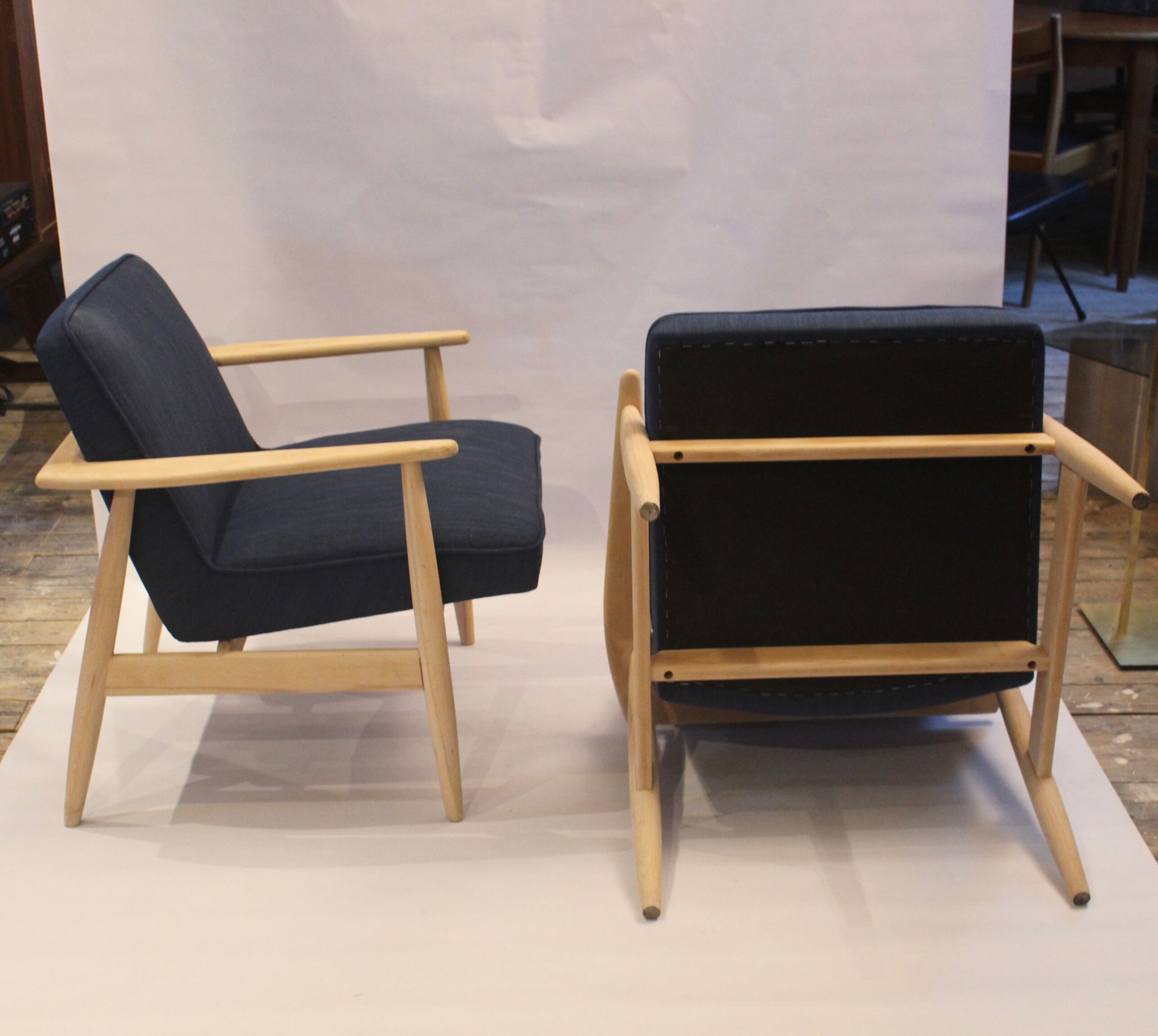 Armchairs created by Mr. Zieliński year 60 blue fabric