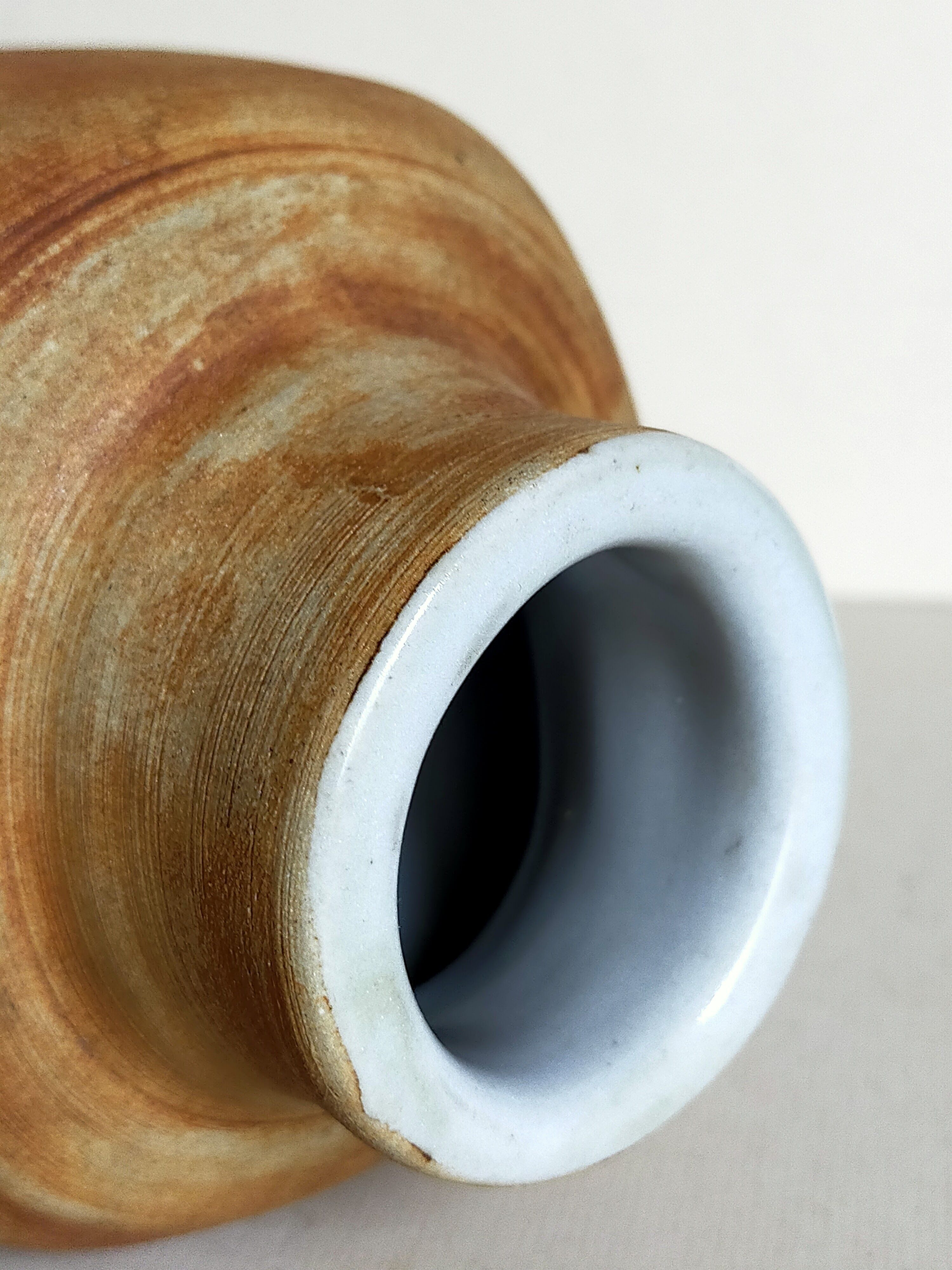 Ceramic vase "Poterie du Colombier" vintage blue sun