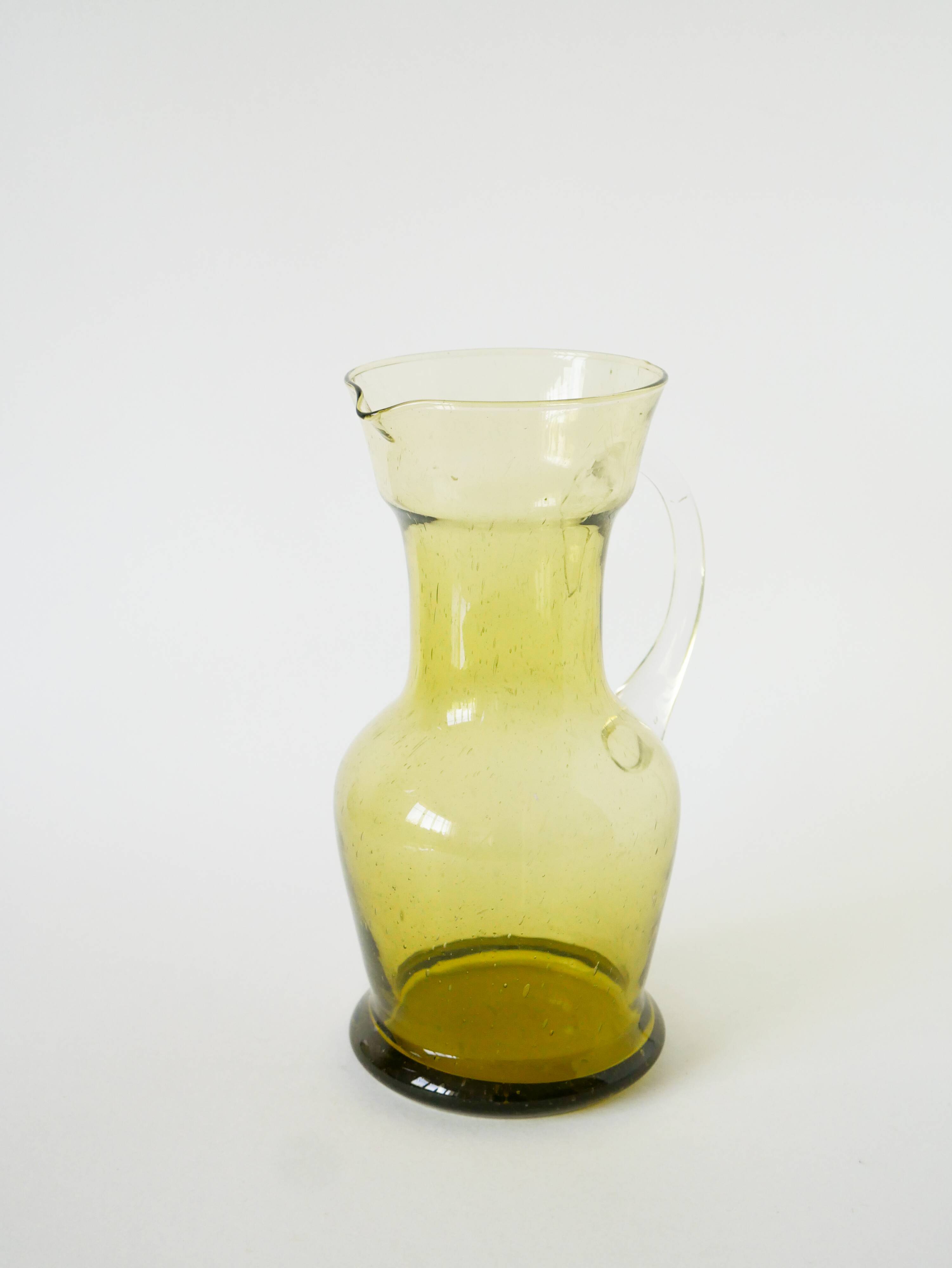 Service à orangeade en verre bullé de Biot, Long Drink, vert, 1960