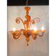 Contemporary Translucent Orange Murano Glass Chandelier