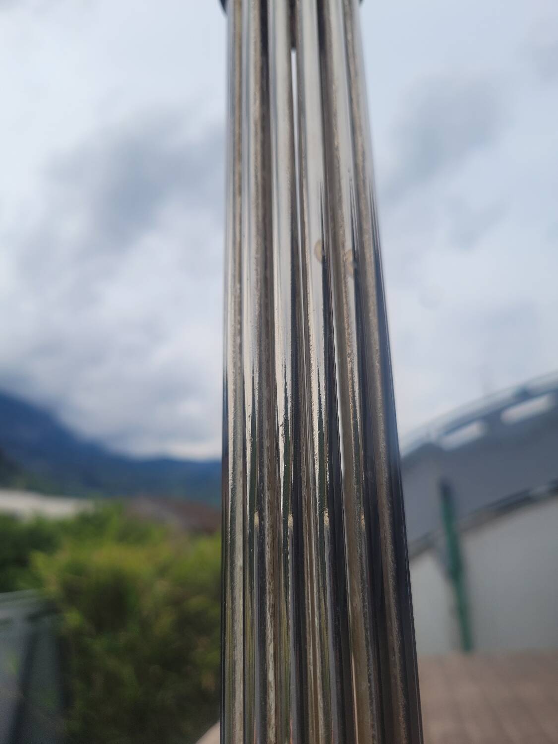 Large antique candle holder 45cm in silver metal