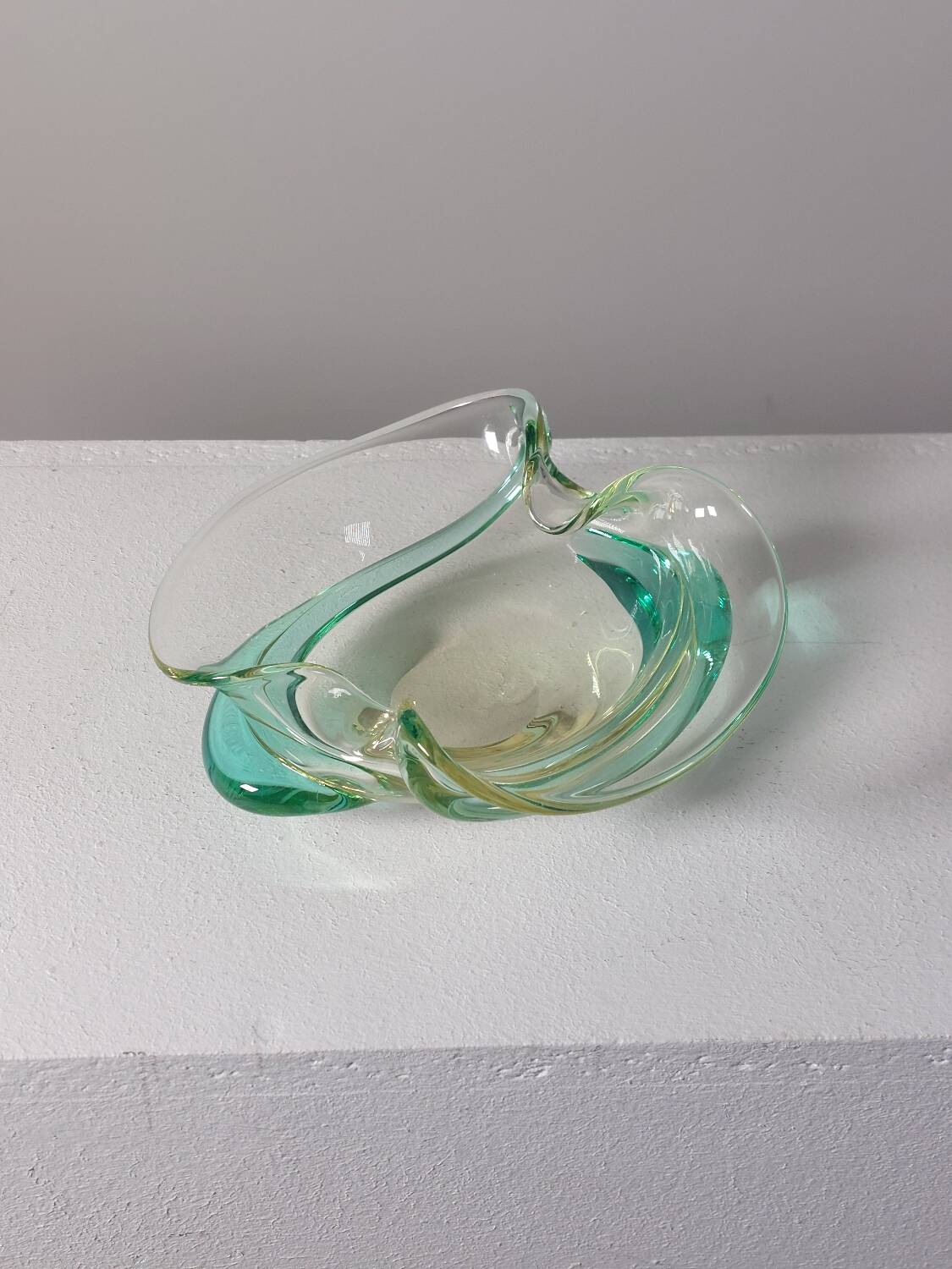 Vintage mid-century artisanal glass catchall.