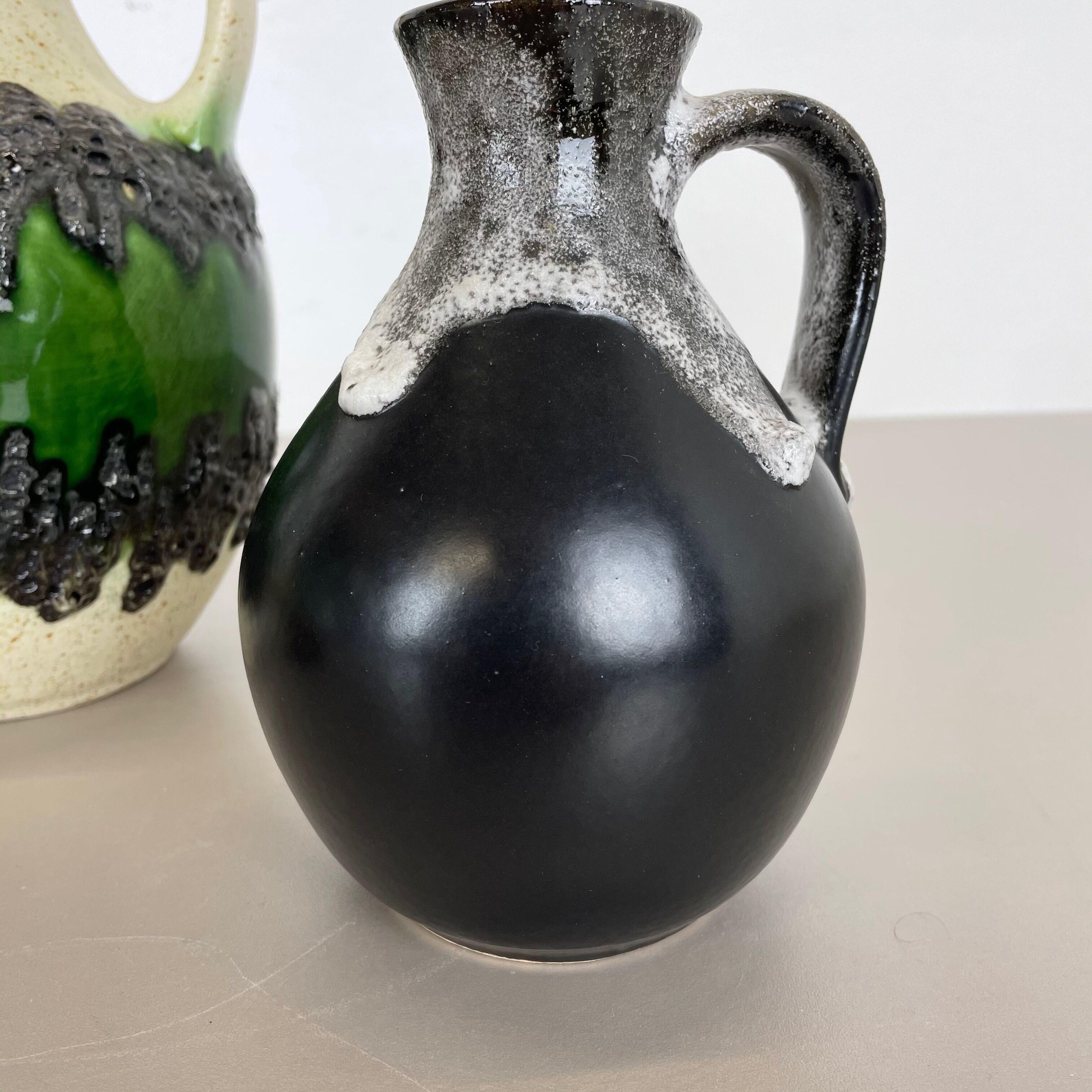 Set of 3 multi-color Fat Lava Op Art pottery vase made Bay Ceramics, Germany