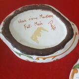 Box Bonbonnière in faience decoration Old Moustier signature Handmade