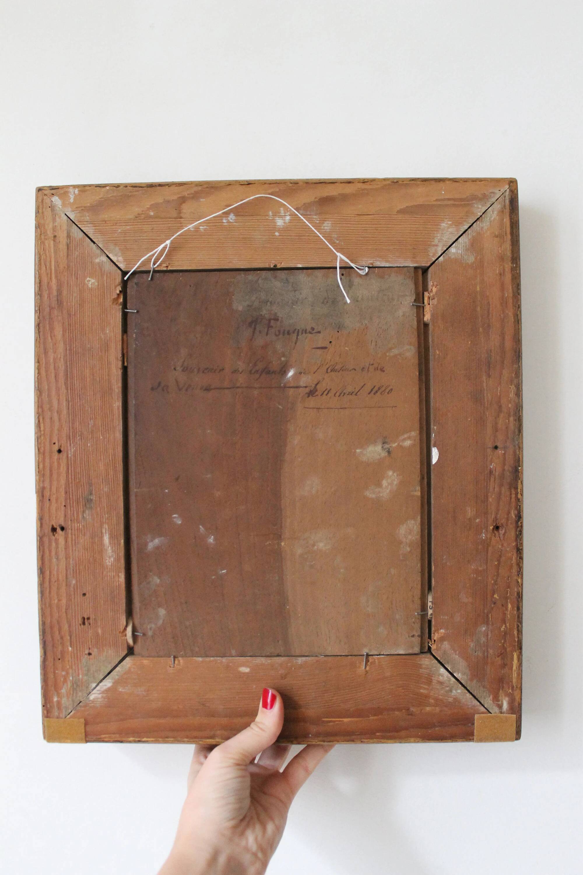 Jean-Baptiste Fouque (1819 - 1880) "Stroll in the Garden" oil on panel