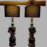 Ensemble de régence hollywoodienne grote tafellampen, design Paardenhoofd, Deknudt