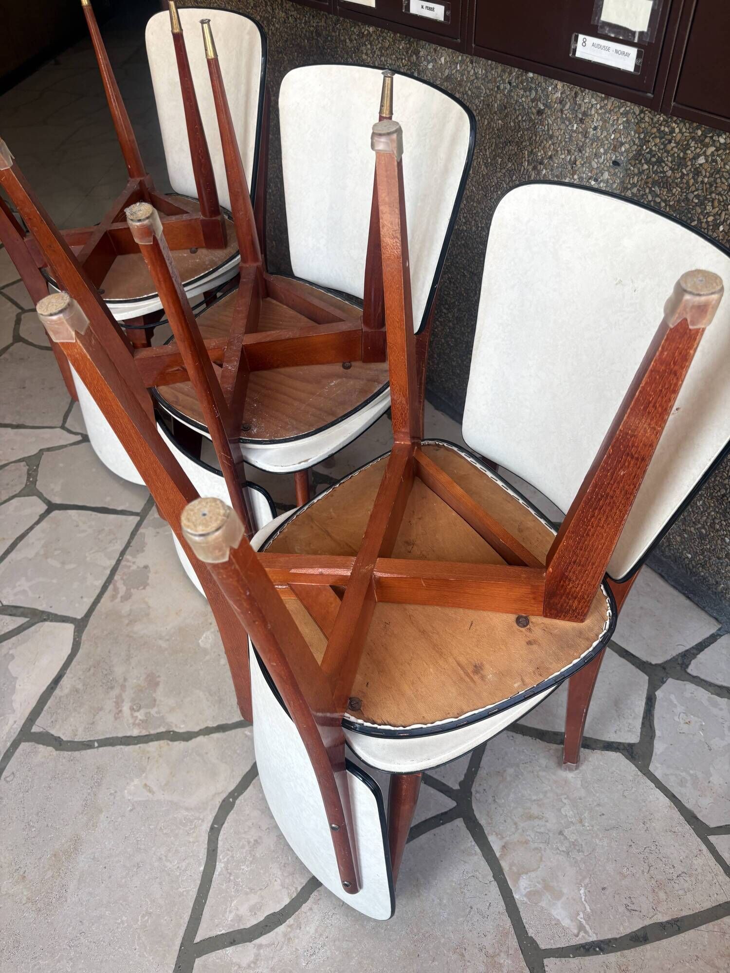 Set of mid-century Scandinavian-inspired chairs.
