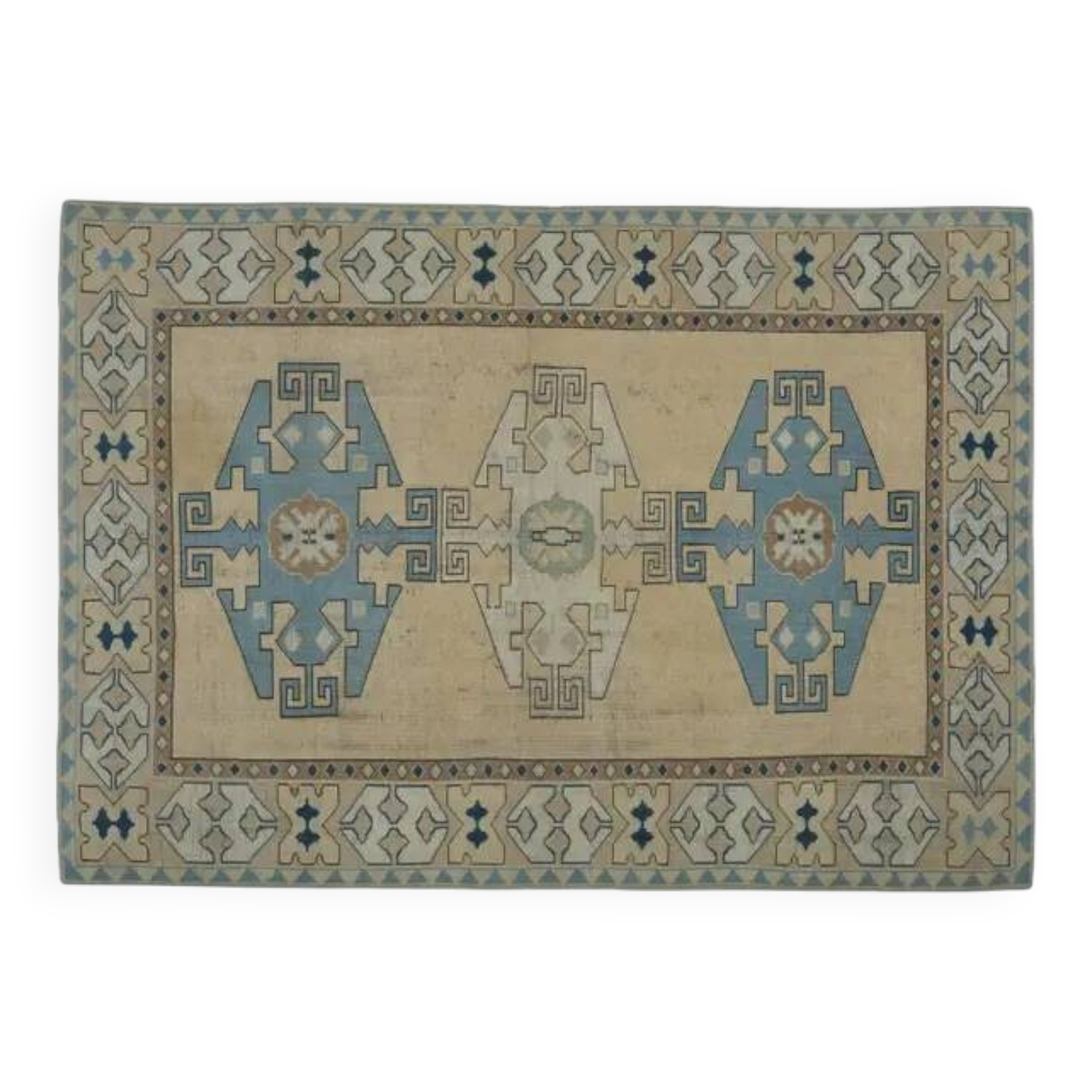1970s Vintage Turkish Handmade Wool & Cotton Orange Area Rug 175x248