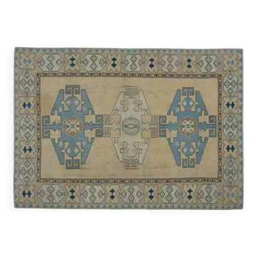 Tapis de sol vintage turc fait main en laine et coton orange des années 1970 175x248