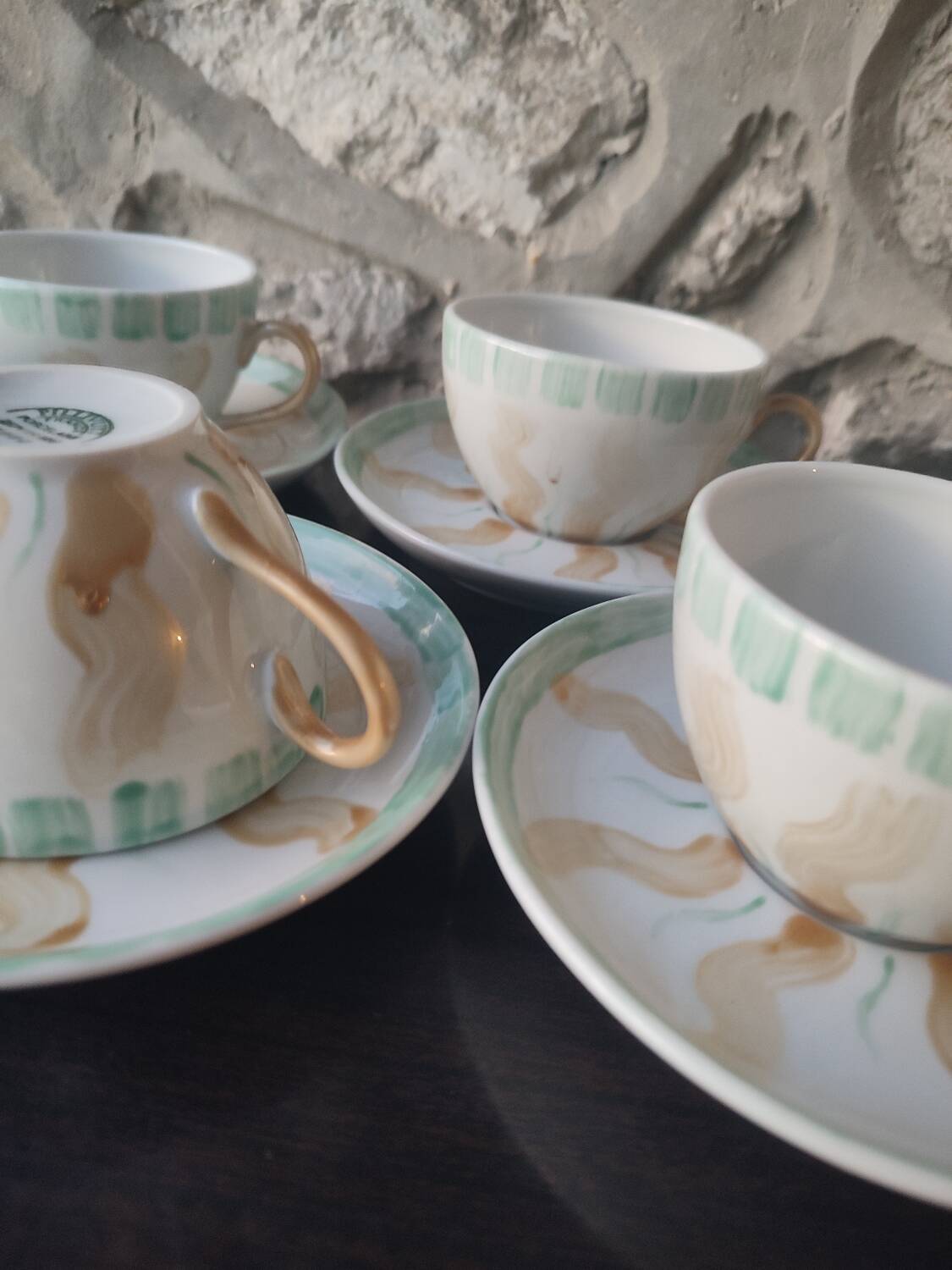 5 coffee cups and saucers Pillivuyt France