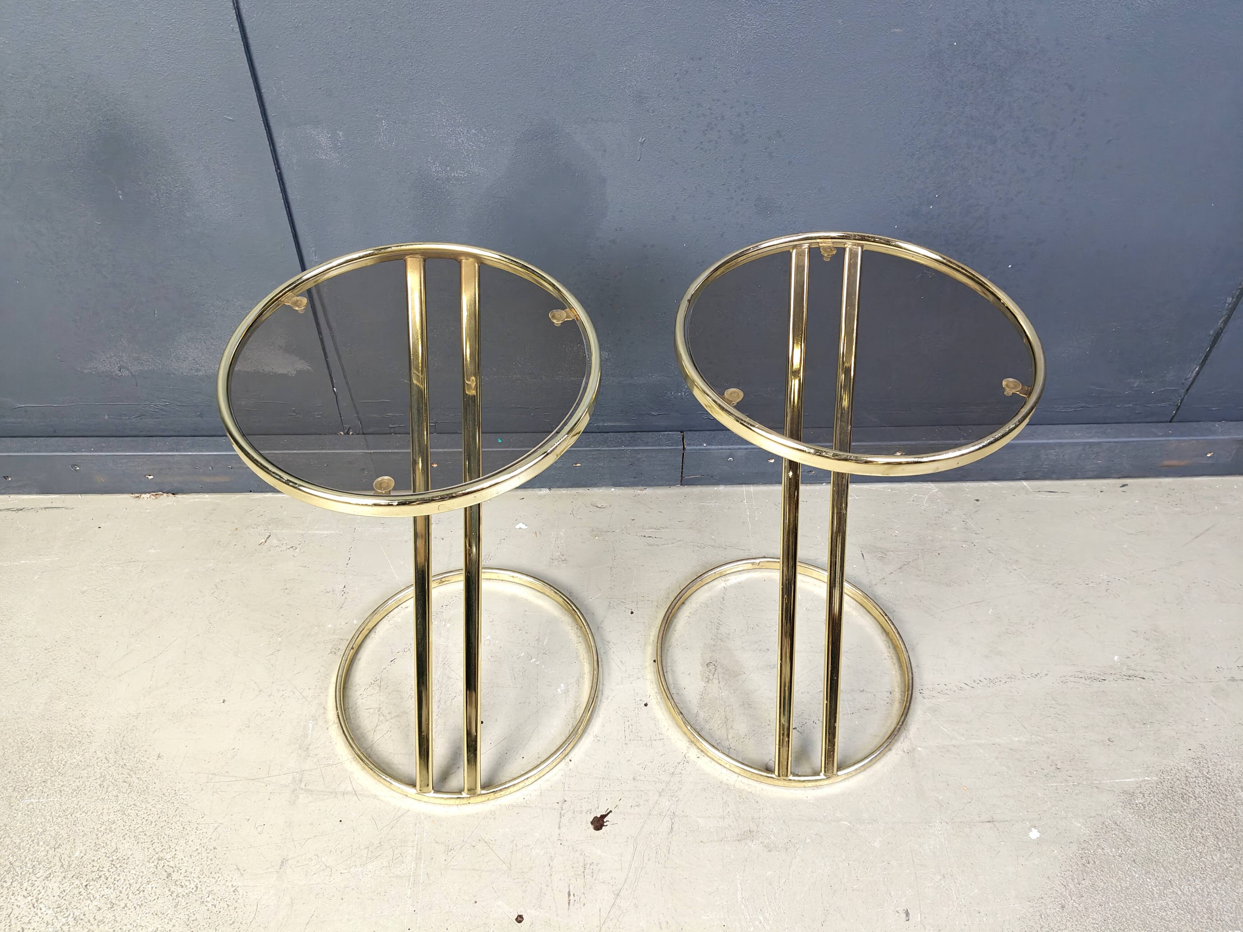 Vintage brass side tables - set of 2, 1970s