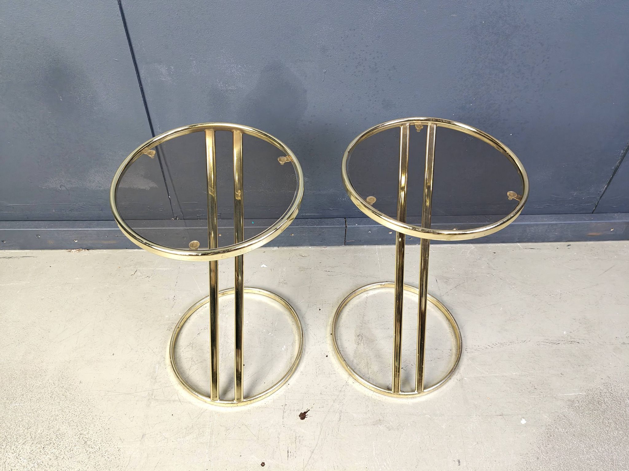 Vintage brass side tables - set of 2, 1970s