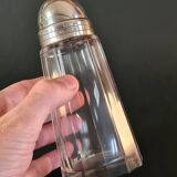 Christofle sugar bowl in cut crystal and silver-plated metal.