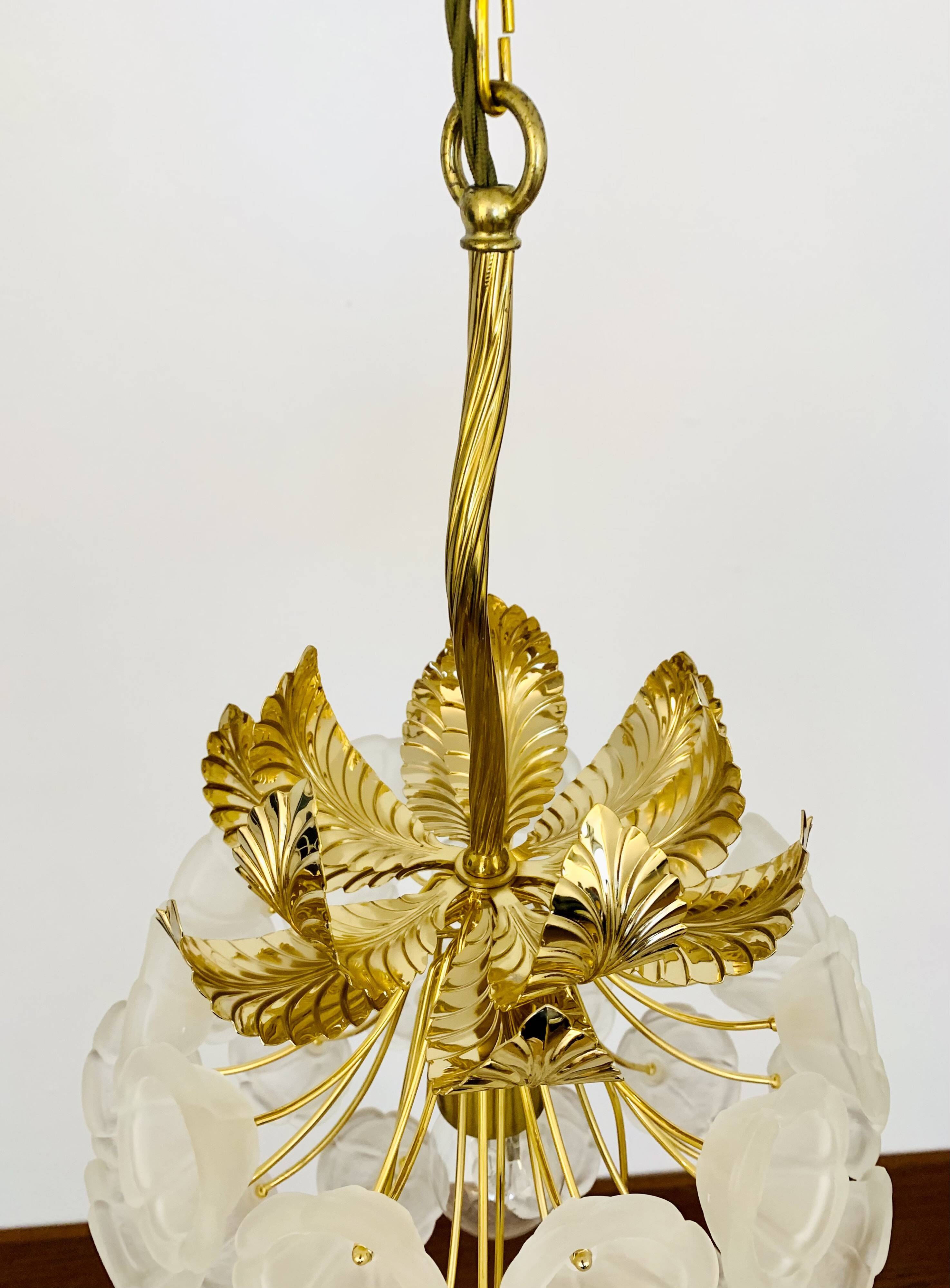 Floral Crystal Glass Chandelier by Ernst Palme