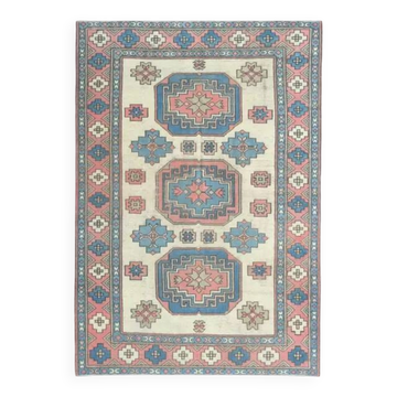 1970s Vintage Turkish Hand-Knotted Wool Cotton Beige Area Rug 180x260
