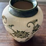 Art Deco vase signed GV (Croismare) raw and glazed ceramic