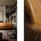 Canapé 3 places en cuir marron industriel vintage des années 1960, style mid-century modern