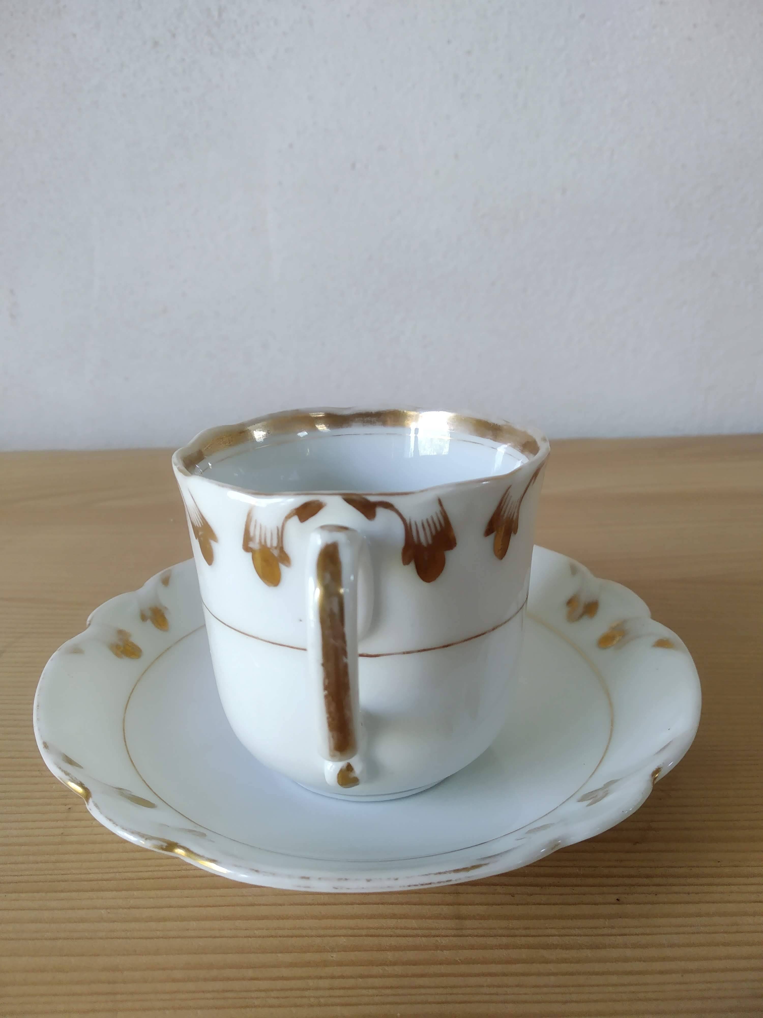 Coffee cups and sugar bowl, Old Paris Empire porcelain, Vve BARES