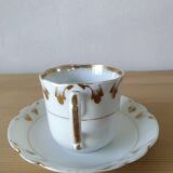 Coffee cups and sugar bowl, Old Paris Empire porcelain, Vve BARES