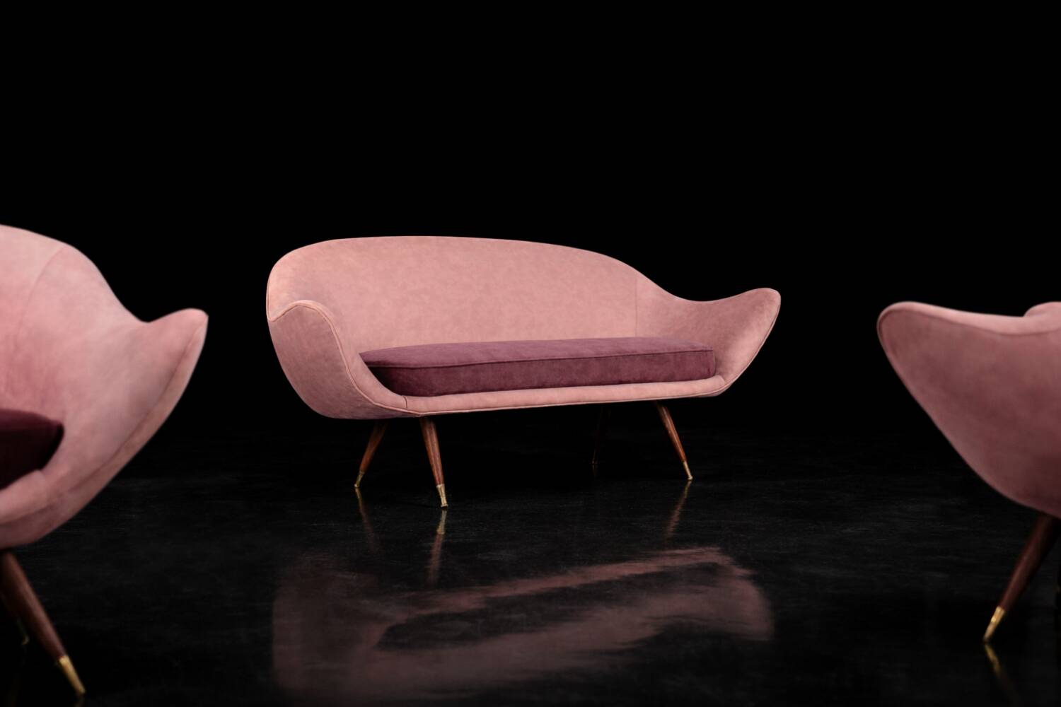 Vintage Mid-Century Space Age Velour Lounge Set from Paged, 1972, Set of 3