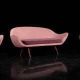 Vintage Mid-Century Space Age Velour Lounge Set from Paged, 1972, Set of 3