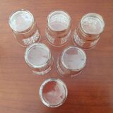 Set of 6 glasses decorations in relief arabesques white edges gilded - vintage