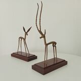Pair of antique bookends in solid oak and brass from the 1960s