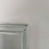 Pair of vintage wall lights, glass and black metal, Italy 1980