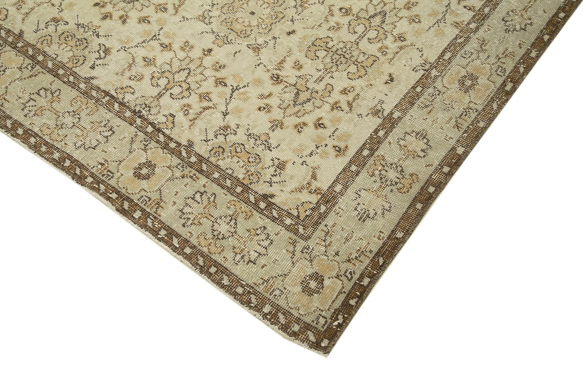 Handwoven wool anatolian beige rug 187 cm x 310 cm