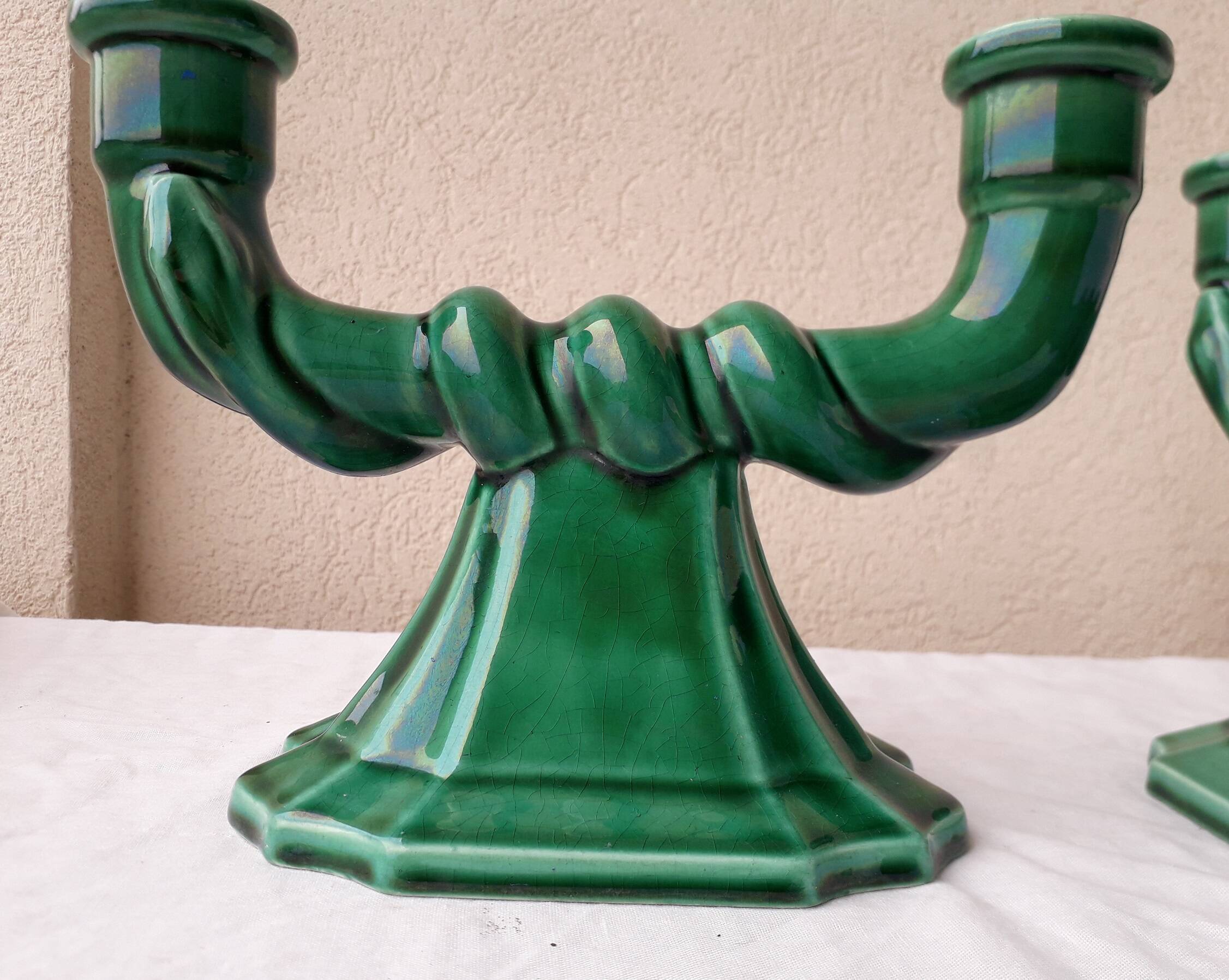 Green candlesticks candle holders