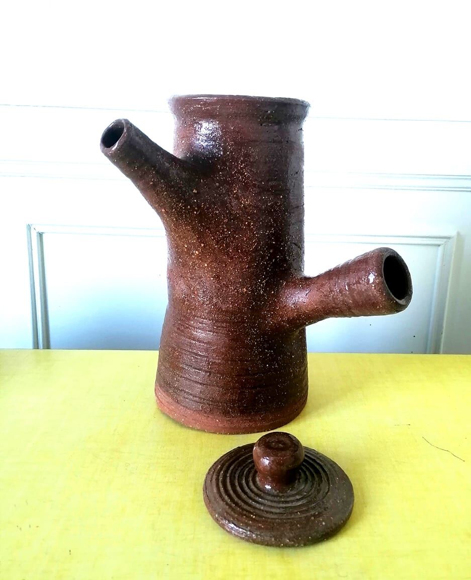 Teapot signed in terracotta 1960s