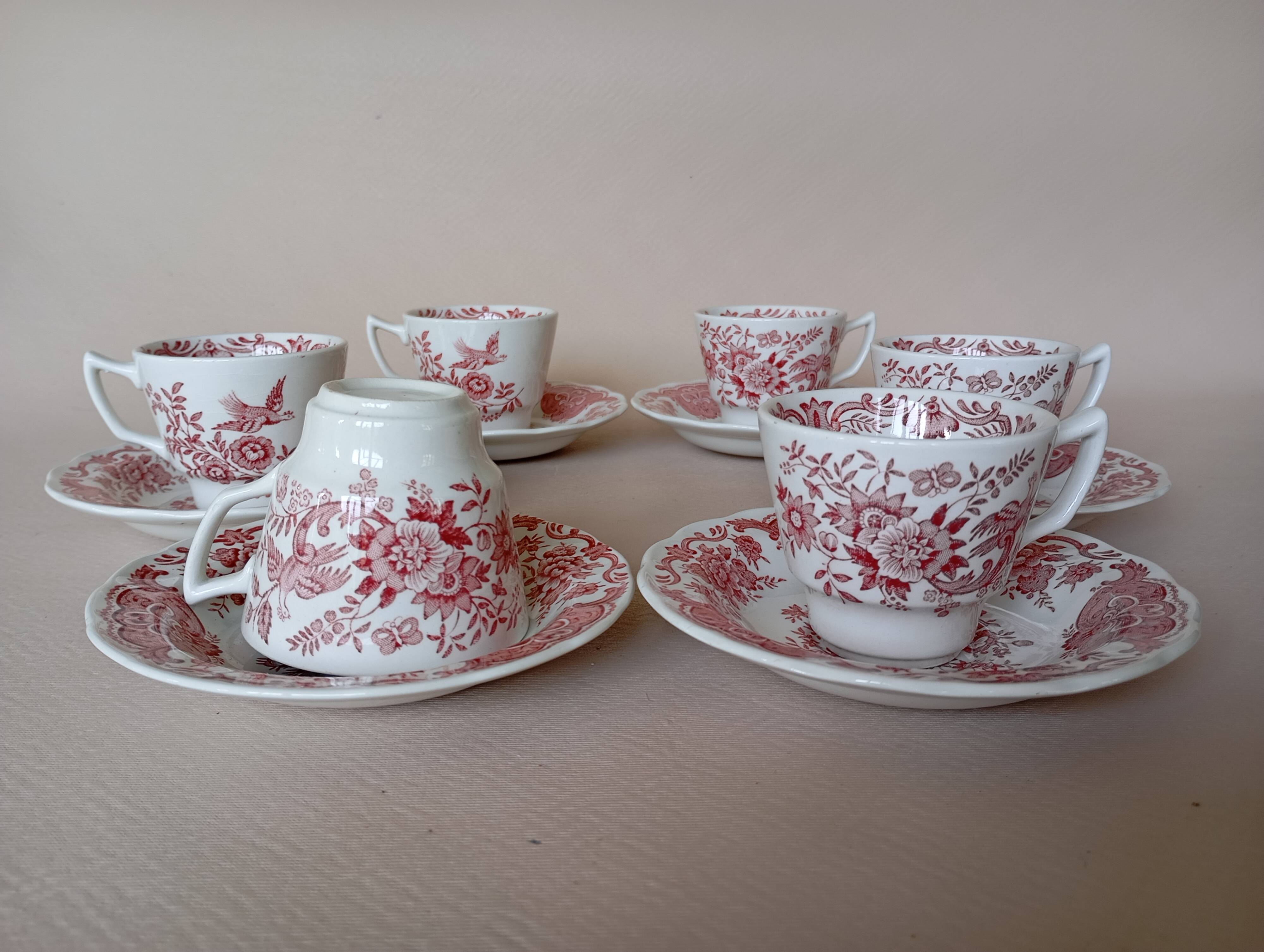 English mocha cups "Windsor" pink Ridgway (Staffordshire)