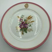 Old cake dish, fruit bowl, porcelain compote bowl decorated with flowers and ears of corn. A. Collin Paris