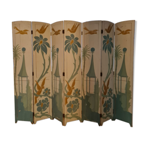 Paravent art deco bois peint