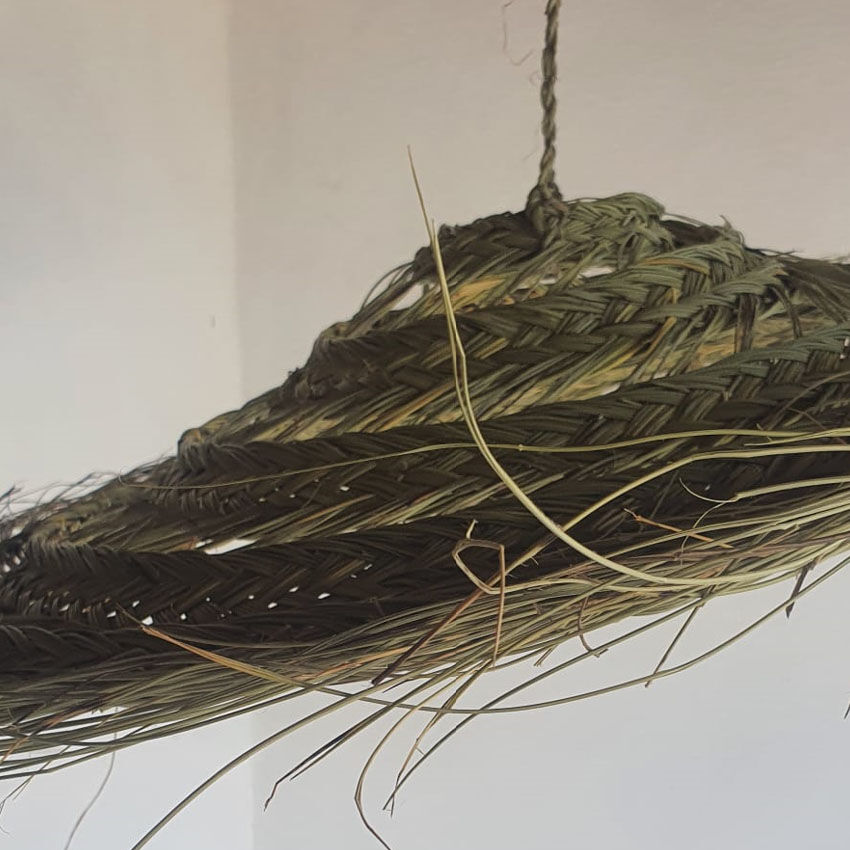 Doum pendant light in natural esparto