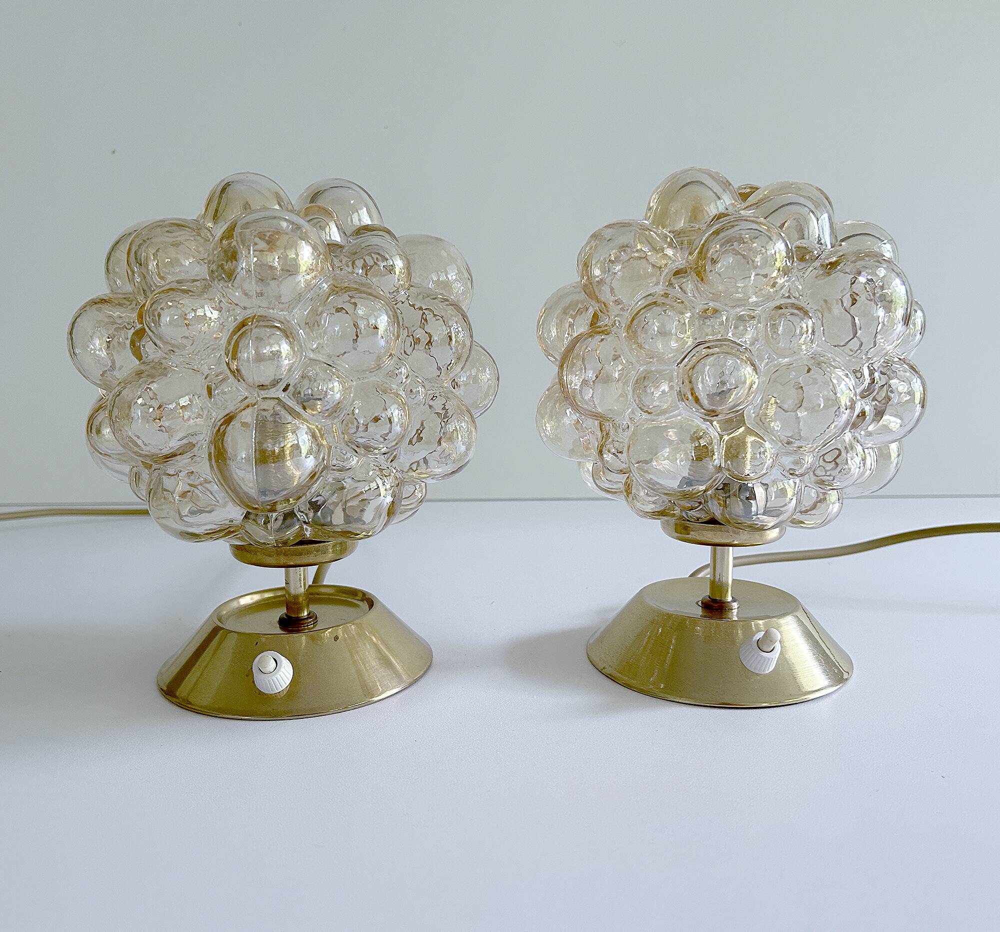 Pair of Limburg Bubble Glass Lamps
