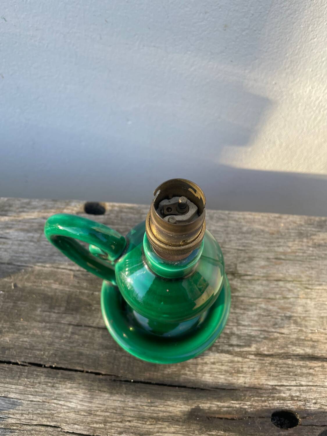 Vallauris lamp in green ceramic